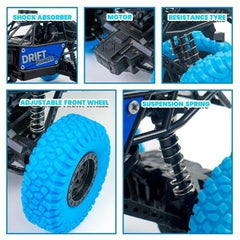 Remote Control Truck | Rock Crawler | C-Type USB Rechargeable Offroad Monster Truck | Spring Suspensions | Toy for Kids | Rock Climbing Toy |