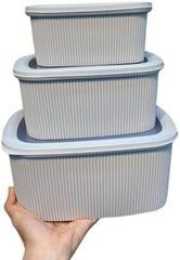Ribbed/Fluted Rectangular Plastic Food Storage Containers with Lids