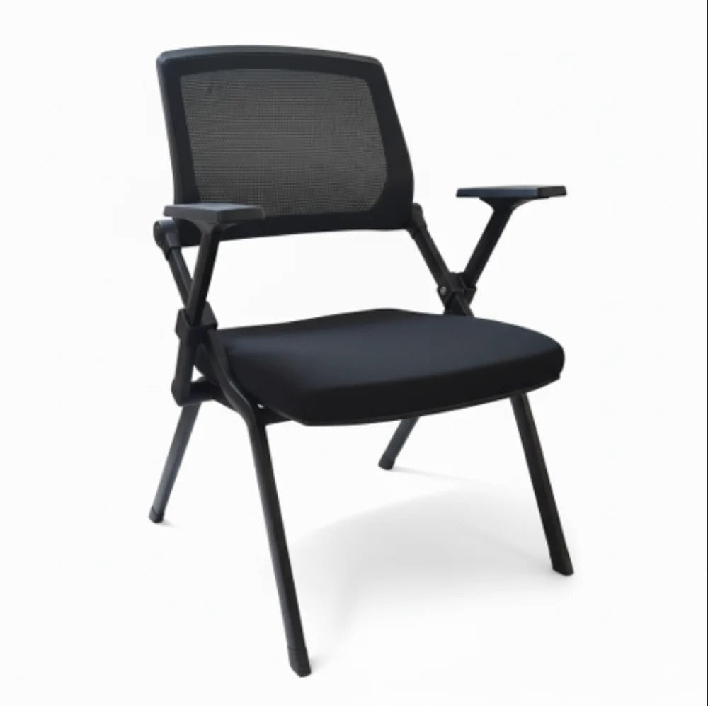 Ergonomic Mesh Office Guest Chair with Armrests – Foldable Space-Saving Training & Conference Seat (Black)