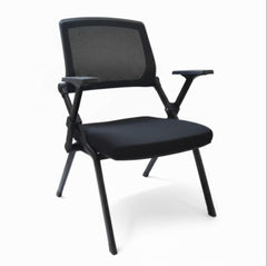 Ergonomic Mesh Office Guest Chair with Armrests – Foldable Space-Saving Training & Conference Seat (Black)