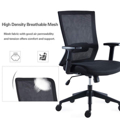 Ergonomic High Back Mesh Office Chair with Adjustable Lumbar Support | Swivel Computer Desk Chair with Armrests & Wheels | Work From Home Executive Chair