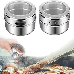 Stainless Steel Magnetic Spice Jar,Spice Rack/Containers for Kitchen Storage; Seasoning Masala Container fro Kitchen or Restaurants - Set of 4