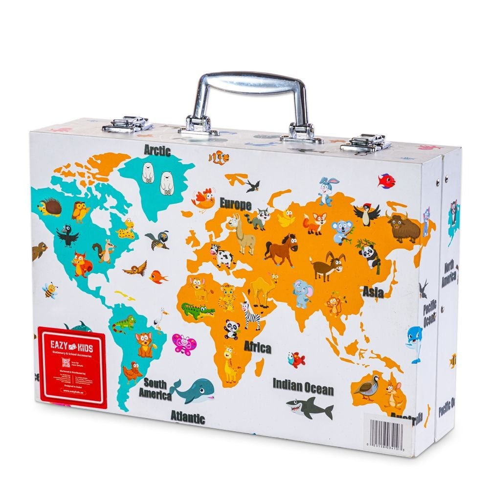 152-Piece Art Set in World Map Themed Metal Case