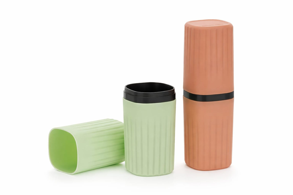 Square Travel Toothbrush Cup Case| Portable Toothbrush Holder Case for Traveling Camping| Business Trip and School Multipurpose Storage Holder ( Pack of 2 )
