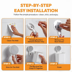 Wall Mounted Toothbrush Holder| Self-Adhesive Bathroom Organizer for Toothbrushes| Toothpaste, Shavers & Makeup Brushes| Sturdy Plastic Toothbrush Stand (Pack of 2)