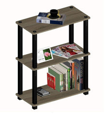 3-Tier Storage Shelf Rack Stand Turn-N-Tube End Table Corner Display Rack Hallway, Living Room, Metal, Easy Assembly, Space Saving, Industrial (Rectangle -3)