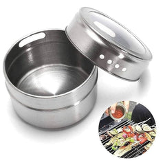 4 PCS Magnetic Stainless Steel Spice Jar Set – Spice Rack Holder, Masala Organizer for Kitchen, Restaurant, & Home Storage – Kitchen Seasoning Organizer with Magnetic Spice Containers