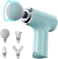 Mini Gun Massager Machine for Pain Relief - Body, Neck, Shoulders, Back, Arms & Feet Massager- 6 Speed Settings -7 Type-C Charging for Muscle Pain Relief Recovery., Blue