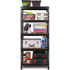 Large size boltless rack laminated|12-5 Shelf Black Matte Finish Adjustable Shelving Unit Storage Display Rack Steel Boltless Rivet Rack