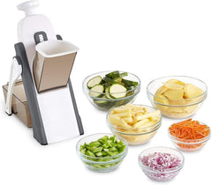 Adjustable Mandoline Slicer for Safe Slicing, Dicing & Julienne | 4 Cutting Modes, 40 Thickness Levels | Vegetable Slicer with Catch Container | Hand Press Mandoline for Kitchen