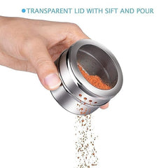 Stainless Steel Magnetic Spice Jar,Spice Rack/Containers for Kitchen Storage; Seasoning Masala Container fro Kitchen or Restaurants - Set of 4