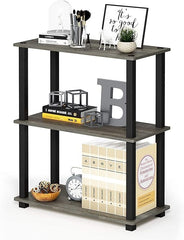3-Tier Storage Shelf Rack Stand Turn-N-Tube End Table Corner Display Rack Hallway, Living Room, Metal, Easy Assembly, Space Saving, Industrial (Rectangle -3)
