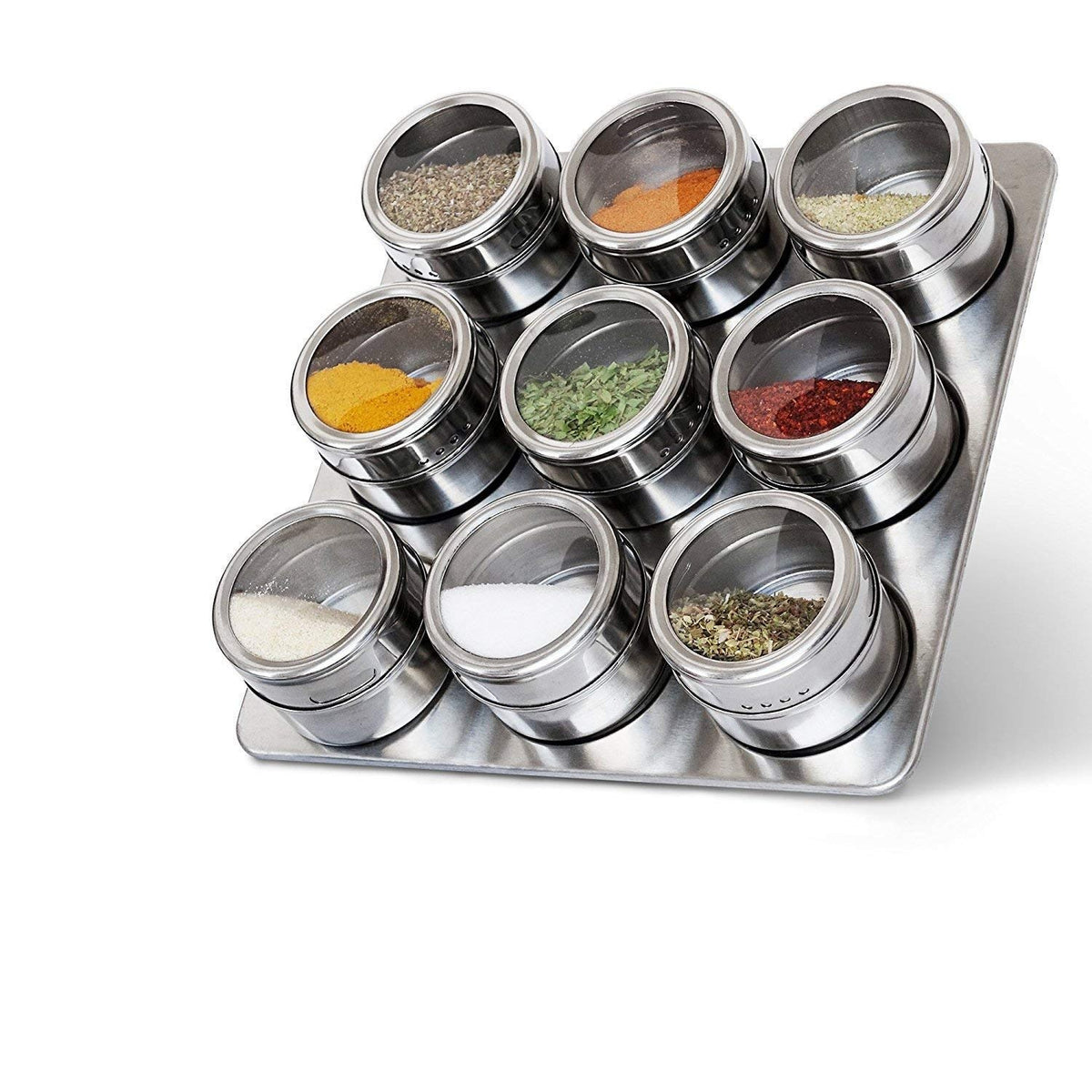 Stainless Steel Magnetic Spice Tins| Storage Spice Containers| Clear Top Lid With Sift And Pour| Magnetic On Refrigerator And Grill
