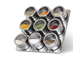 Stainless Steel Magnetic Spice Tins| Storage Spice Containers| Clear Top Lid With Sift And Pour| Magnetic On Refrigerator And Grill