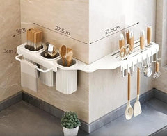 Wall-Mounted Kitchen Storage Caddy and Knife Holder