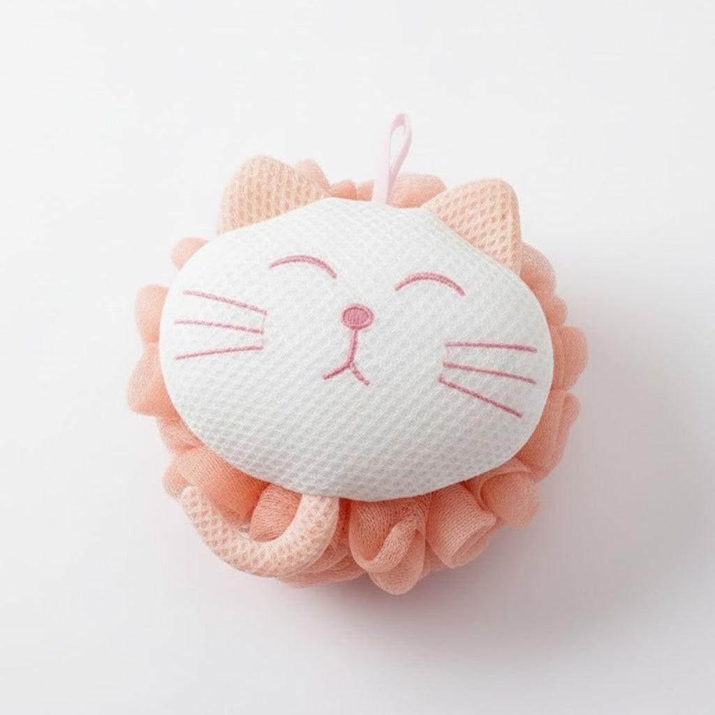 Cute Animal Mesh Bath Pouf Loofah Set for Kids & Adults