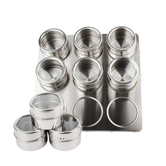 Stainless Steel Magnetic Spice Tins| Storage Spice Containers| Clear Top Lid With Sift And Pour| Magnetic On Refrigerator And Grill