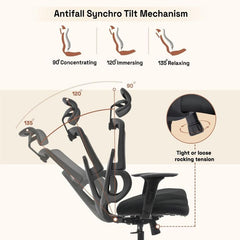 High Back Mesh Office Chair with Headrest & Lumbar Support | Adjustable Swivel Computer Chair with Wheels | Executive Work From Home Chair (Black)