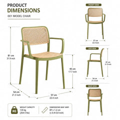 RATTAN ARM GREEN CAFE CHAIR