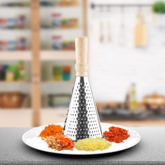 Stainless Steel Cone Grater with Wooden Handle (Medium size)