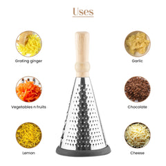 Stainless Steel Cone Grater with Wooden Handle (Medium size)