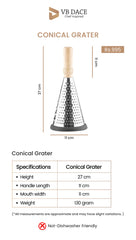 Stainless Steel Cone Grater with Wooden Handle (Medium size)