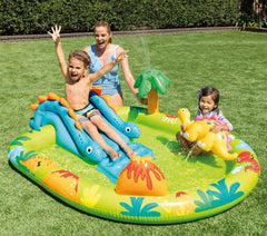 Kids Inflatable Dinosaur Water Play Pool with Slide & Sprinkler – Outdoor Summer Splash Pool for Toddlers