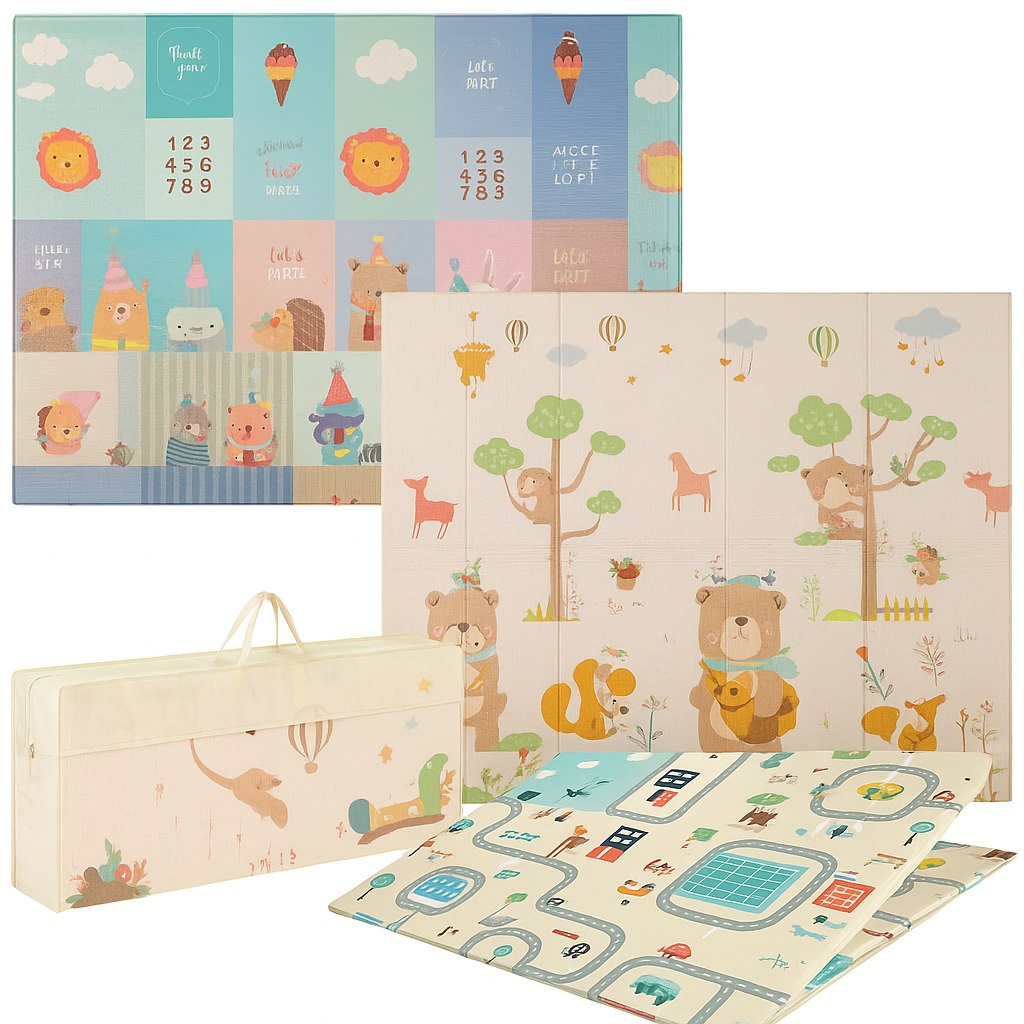 Reversible baby play mat